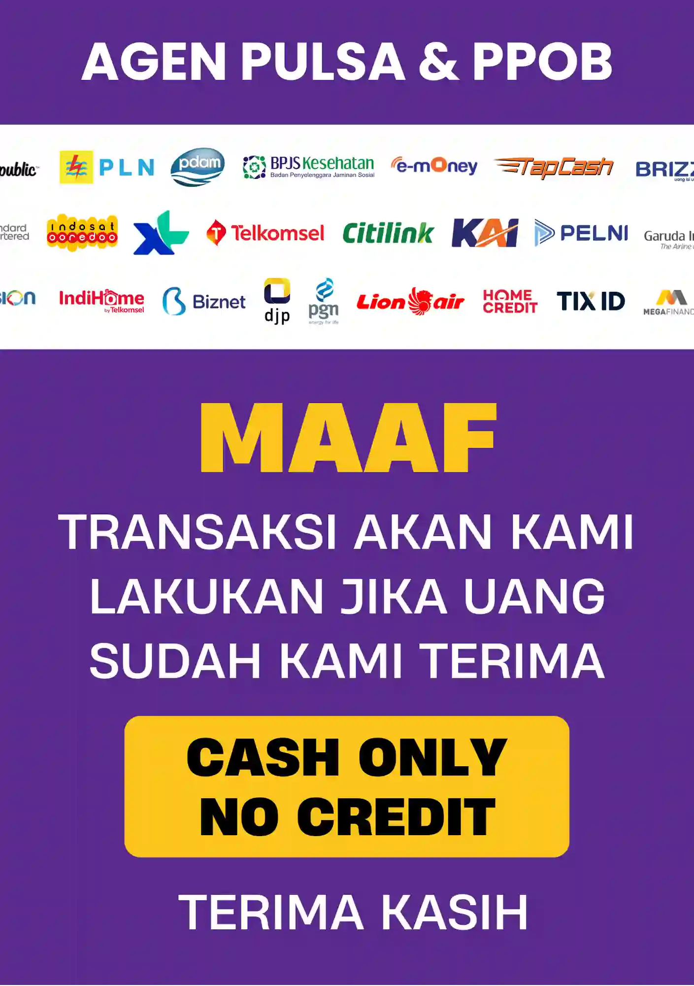 Poster Cash Only